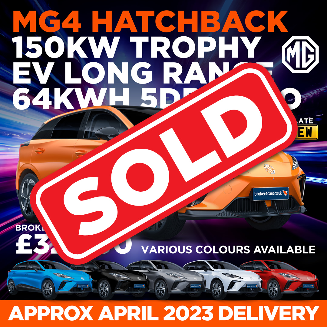 MG4 Hatchback 150kW Trophy EV Long Range 64kW/h 5DR Auto. New 23 Plate. Various Colours Available. Approx April 2023 Delivery. Broker4Cars Price £32,300